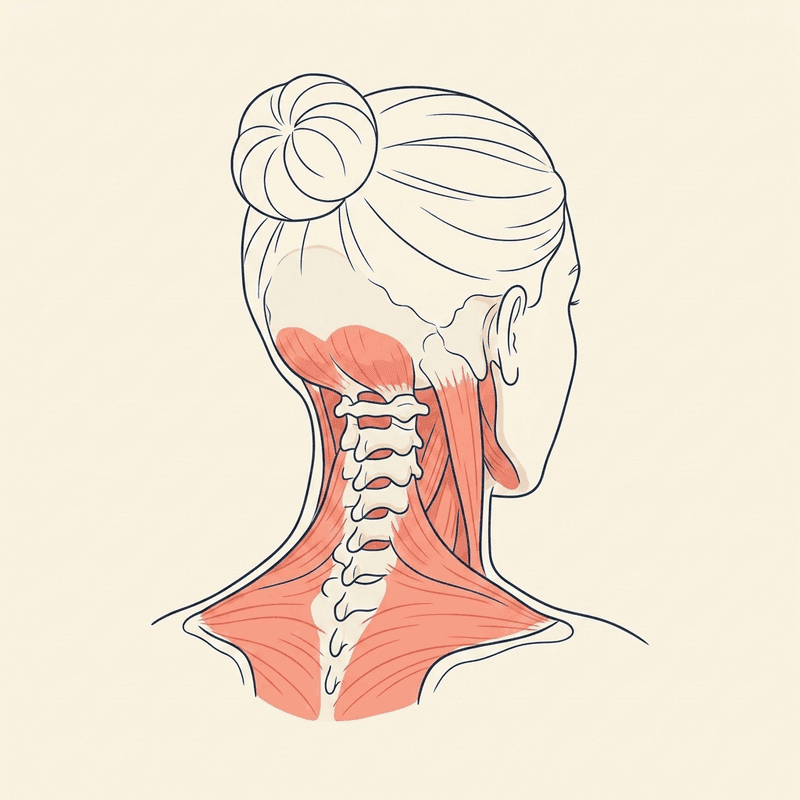 Anatomie-Illustration: Nackenbereich hervorgehoben